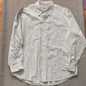 Caribbean Joe White and Black Plaid Casual Shirt sz L EUC